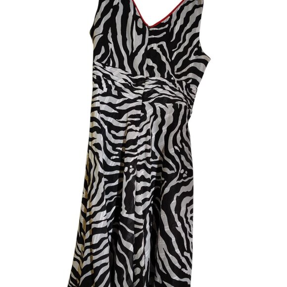 Robbie Bee Dress, Size 10, Black/White/Red Trim - Picture 2 of 2